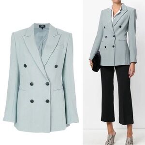 Theory size 10 Double-Breasted Light Blue Blazer